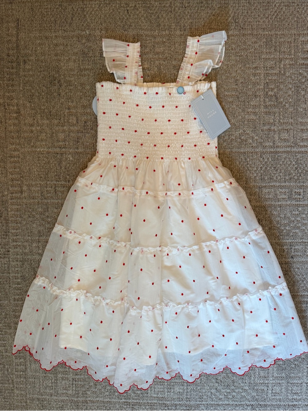 NWT Hill House Girls red and white organza Mini Ellie 11/12
